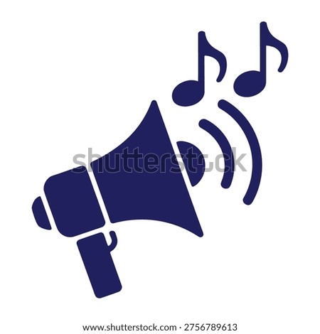 Megaphone with Musical Notes Icon - Audio Broadcasting, Music Promotion, and Sound Announcement Concept Vector
