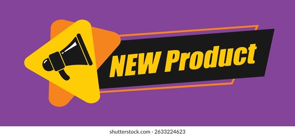 megaphone with new product template, business design, marketing, announcement, discount, cashback. creative banner. editable vector eps 10.