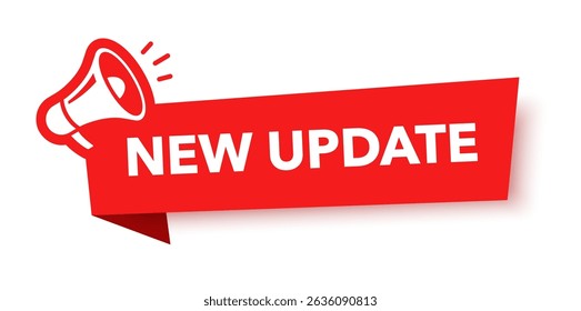 Megaphone with new update speech bubble. Loudspeaker. Banner for business, marketing and advertising. Vector illustration.	