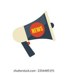 Megaphone news icon flat vector. Camera reportage. Crew media isolated
