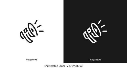 Megaphone and Newspaper Logo Design, Simple, Easy to Use. Vector Template EPS 10