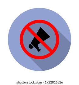 megaphone not allowed long shadow icon. Simple color vector of ban icons for ui and ux, website or mobile application