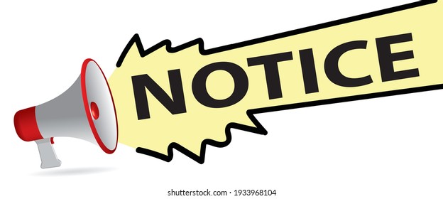 megaphone notice, white background, vector illutration