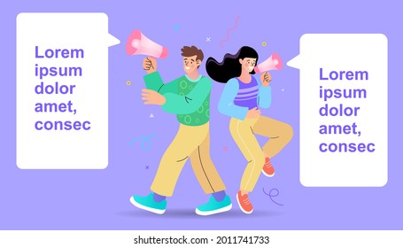 Megaphone notification. Advertising concept. Attention, important information. business promotion. call through the horn, online alerting. Refer a friend word. social media marketing. vector