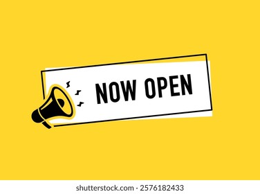 Megaphone with now open speech bubble. Loudspeaker. Banner for business, marketing and advertising. Vector illustration.	