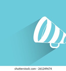 megaphone on blue background, flat and shadow theme