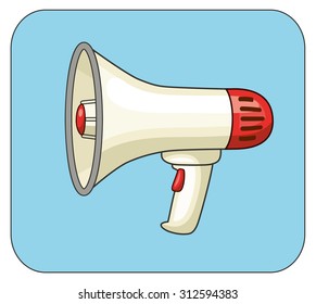 Megaphone on a blue background icon.