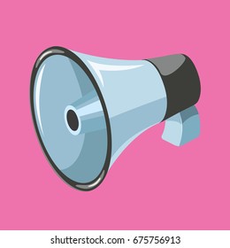 Megaphone on color background isometric style colorful vector illustration