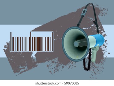 Megaphone on grunge background. Does not contain gradient.