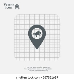 megaphone on a map marker