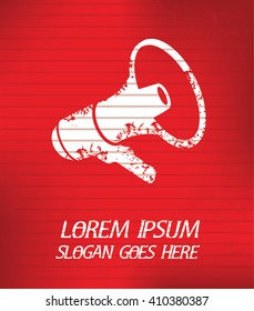 Megaphone on red background,poster grunge design
