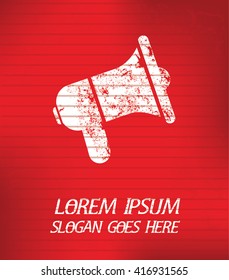 Megaphone on red background,poster grunge design