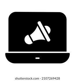 Megaphone on webpage, vector design of web marketing

