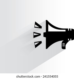 megaphone on white background, flat and shadow theme