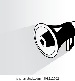megaphone on white background, flat and shadow theme
