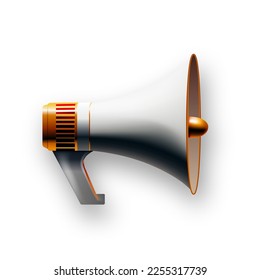 Megáfono sobre fondo blanco. Ilustración vectorial