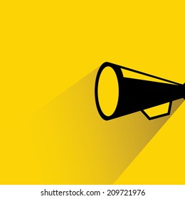 megaphone on yellow background, flat and shadow design