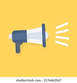 Megaphone on a yellow background. Vector illustration