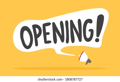 Megáfono con el fondo del mensaje de apertura.Vector reabriendo la ilustración del mensaje de la colección de fondo del mensaje.