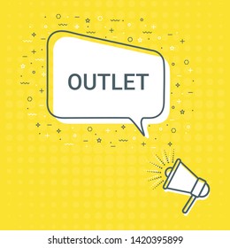 Megaphone With Outlet Speech Bubble. Loudspeaker. Illustrations For Promotion Marketing For Prints And Posters, Menu Design, Shop Cards, Cafe, Restaurant Badges, Tags, Packaging etc. eps 10