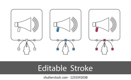 Megaphone - Outline Styled Icon - Editable Stroke - Vector Illustration - Isolated On White Background