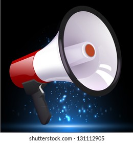 megaphone over magic lights abstract background