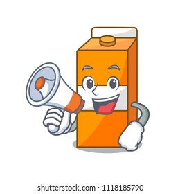 With megaphone package juice character cartoon