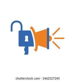 Megaphone and padlock vector combinations for marketing logo concept and idea.