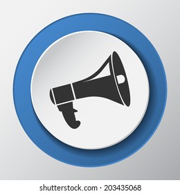 megaphone paper icon with shadow. Vector illustrations.