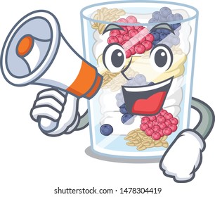 With megaphone parfait is served in character glas