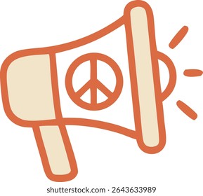 Megaphone with Peace Symbol Announcing a Protest or Call for Non-Violence