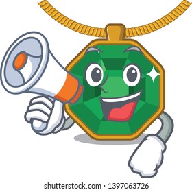 With megaphone peridot jewelry isolated in the mascot