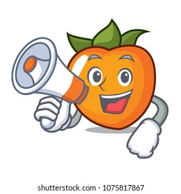 With megaphone persimmon character cartoon style