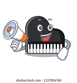 With megaphone piano character cartoon style