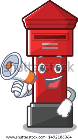 With megaphone pillar box isolated with the cartoon