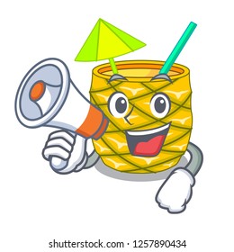 With megaphone pineapple juice garnished with on cartoon