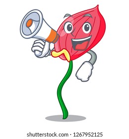 With megaphone pink anthurium flower in shape cartoon