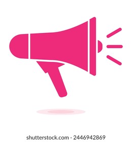 Megáfono rosa ícono, Ilustración vectorial aislada sobre fondo blanco. EPS 10 Silueta rosa plana Altavoz Toa Megáfono Ilustración Diseño sobre fondo blanco Vector de Plantilla.