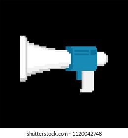 Megaphone  Pixel art. Speaker 8 bit. Vector illustration.