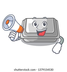 With megaphone plastic box isolated in the cartoon