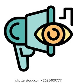 Megaphone is playing music notes, representing the concept of visual content marketing