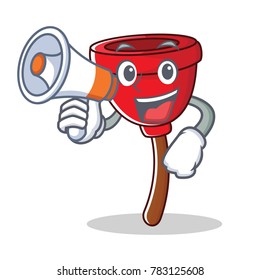 With megaphone plunger character cartoon style