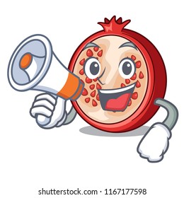 With megaphone pomegranate slice isolated on character cartoon