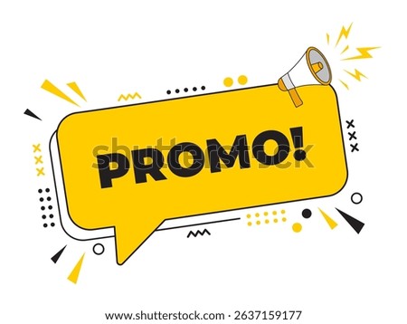 Megaphone with a Promo message inside a speech bubble banner. Ideal for use in business, marketing, and advertising