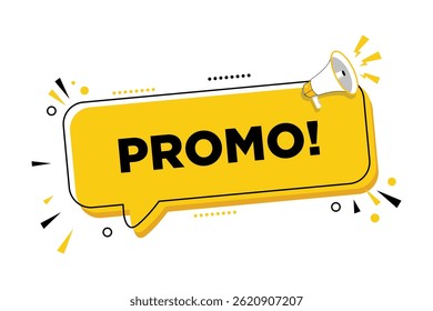 Megáfono con Anuncio de burbuja de discurso promocional. Altavoz. Se puede utilizar para negocios, marketing y publicidad.