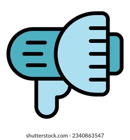 Megaphone promotion icon outline vector. Online public. Special marketing color flat