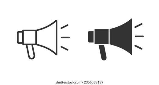 Megaphone - promotion web icons. Outline design with editable stroke and black design. Loudspeaker sign. Vector illustration.