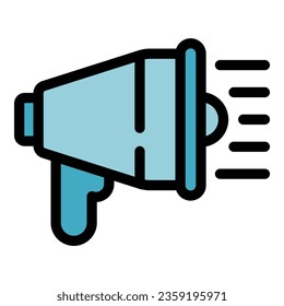 Megaphone public icon outline vector. Vote online. Digital hand color flat