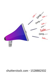 Megaphone for publicity. Speaker loud sale. Alert offer price. Special banner for sale. Speaker vector