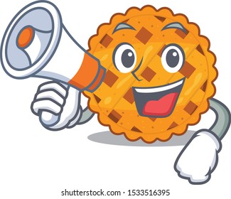 With megaphone pumpkin pie served on cartoon plate